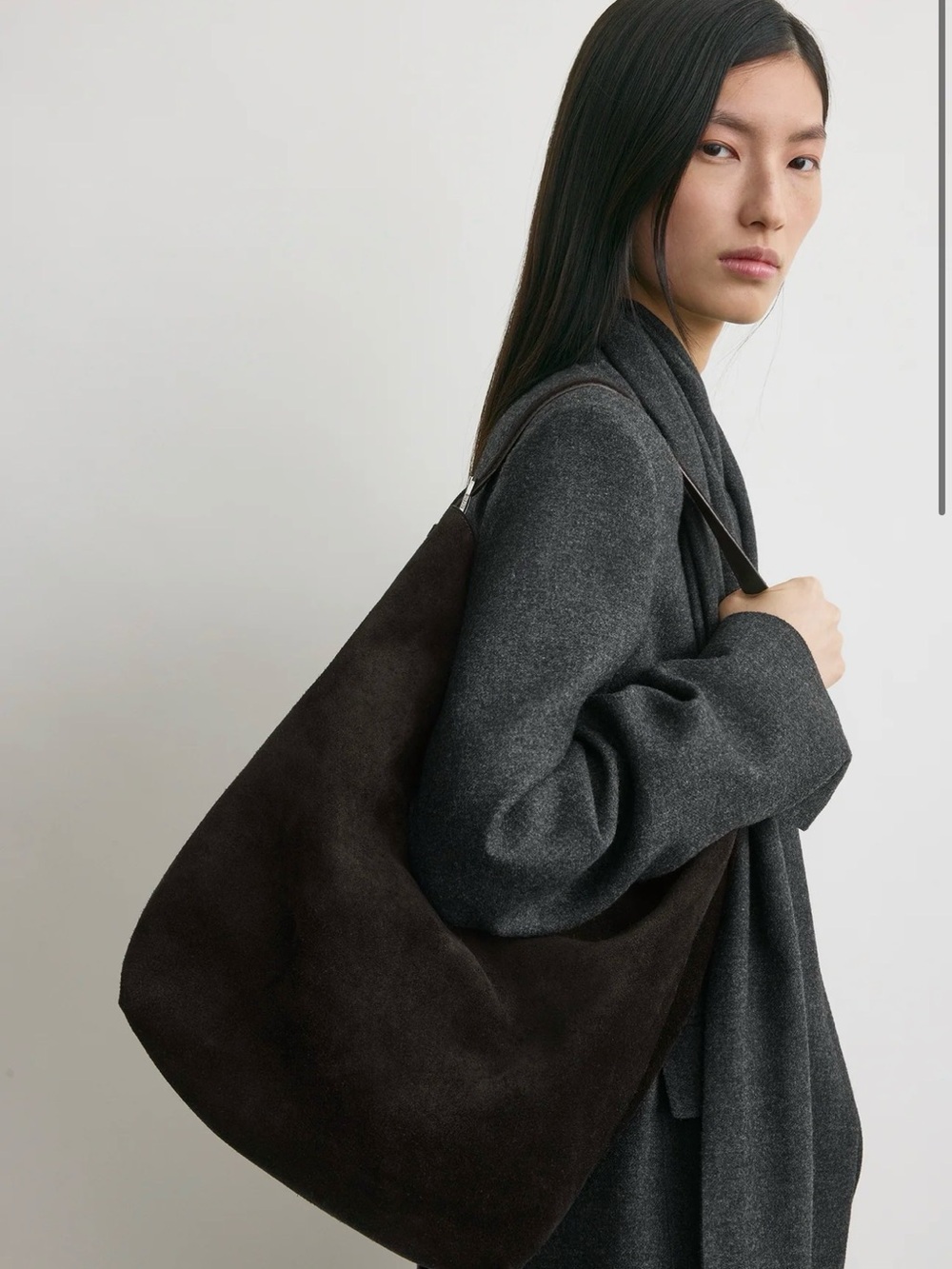 Toteme Espresso Suede Belted Tote Bag - Elegant Everyday Carry- Gently Used! - Picture 2 of 8